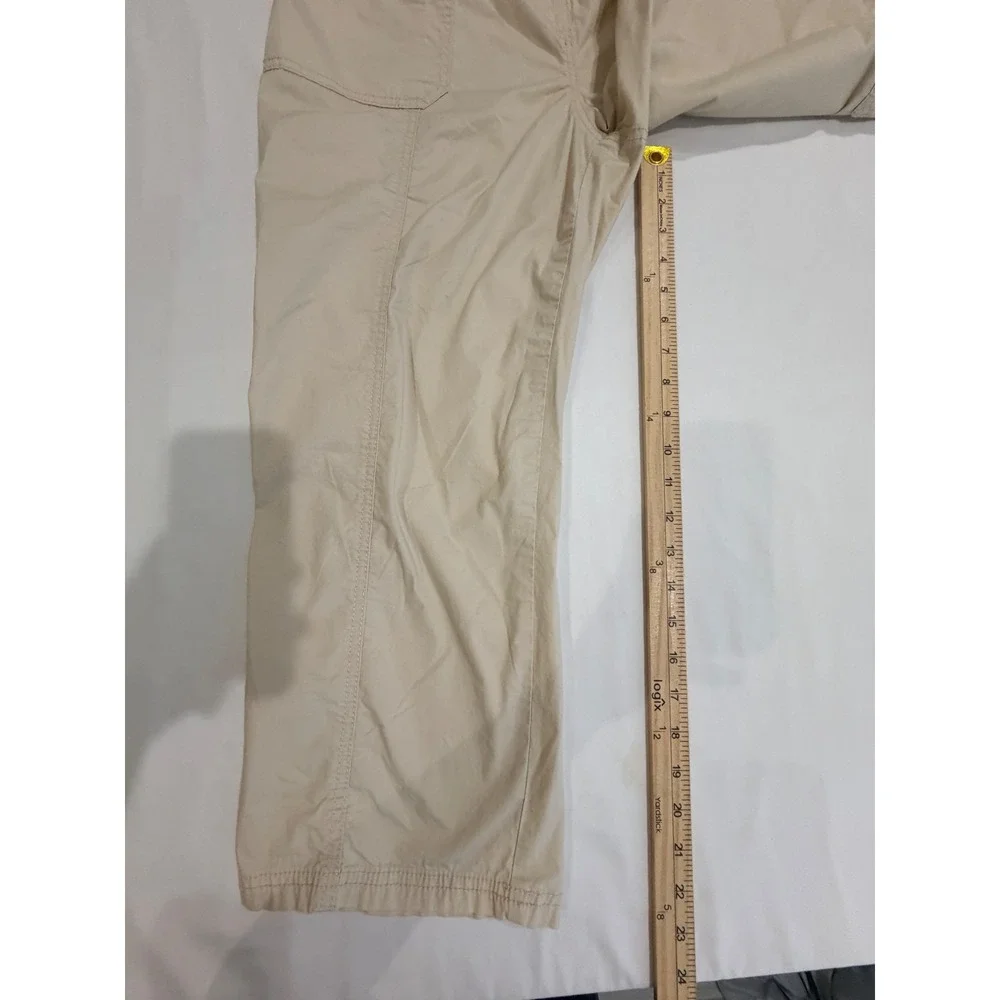 Chico's Women Crop Pants Beige 14 Zenergy Elastic Waist Cargo Utility Capris